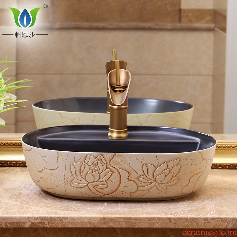 Porcelain basin sink toilet stage basin of archaize lotus for wash gargle for Chinese ceramic wash basin sinks