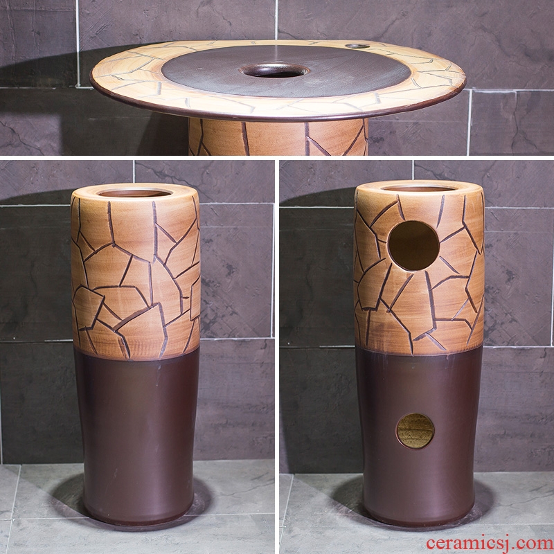 Lavabo of jingdezhen ceramic creative floor balcony sink basin pillar type lavatory toilet