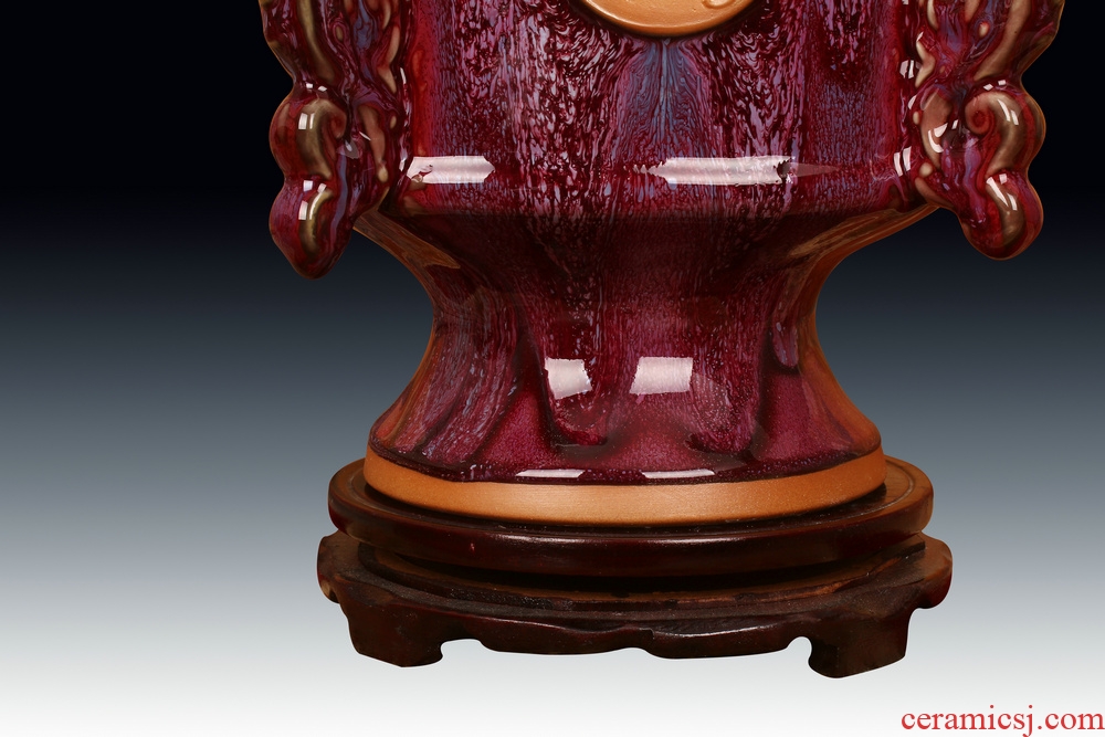 Jingdezhen ceramic vase archaize of jun porcelain up dragon ruyi vase Chinese style decoration crafts are set