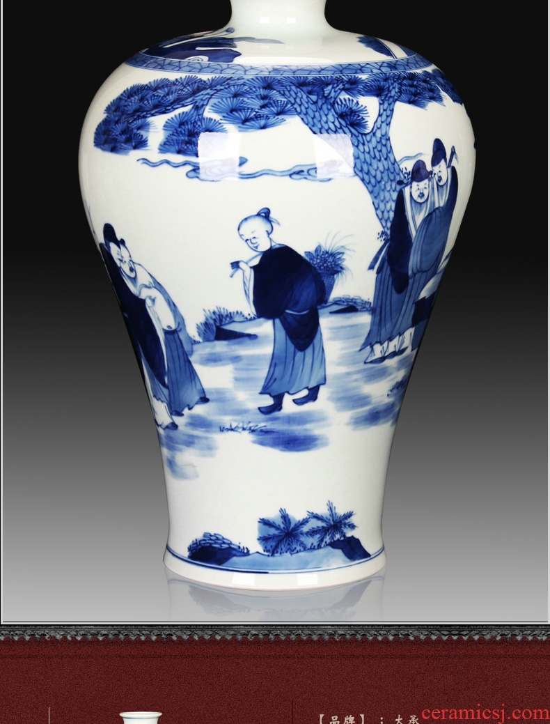 Jingdezhen ceramics vase hand - made xiangshan nine LaoMei bottles of Chinese style household decorative furnishing articles of blue and white porcelain arts and crafts