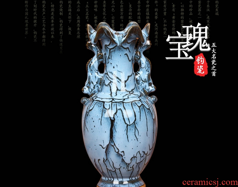 Jingdezhen ceramic vase shamrock archaize of jun porcelain up variable glaze crafts ssangyong ear lotus expressions using the vase