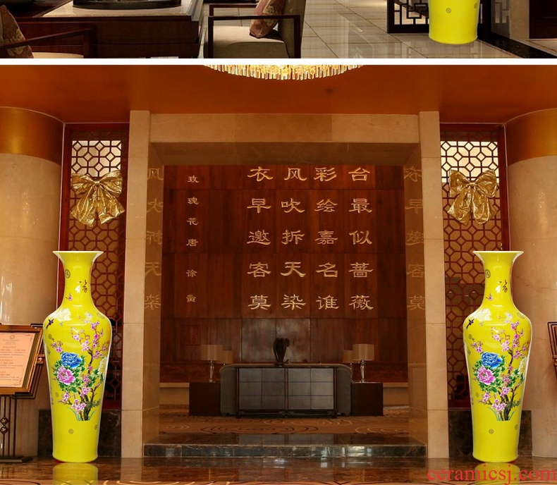 Jingdezhen ceramics yellow peony riches and honour of large vase decoration to the hotel lobby sitting room furniture furnishing articles