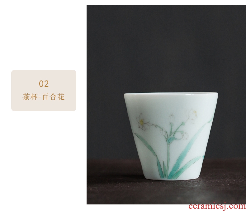 Famed hand - made celadon kung fu tea tea cup accessories noggin ceramic cup of tea light red green tea cup