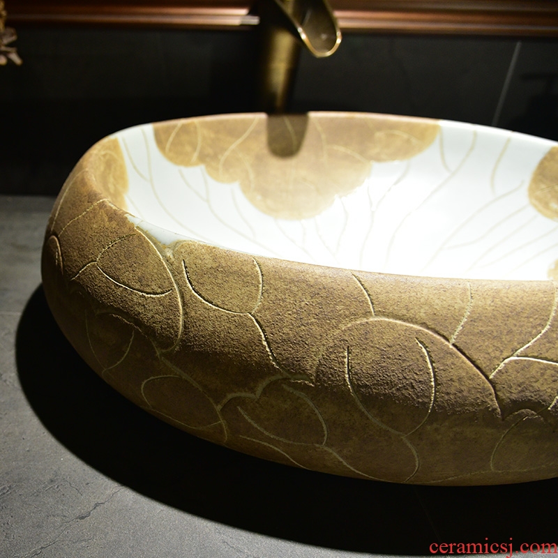 Jingdezhen stage basin sinks ceramic lavabo elliptic toilet household art basin to wash gargle