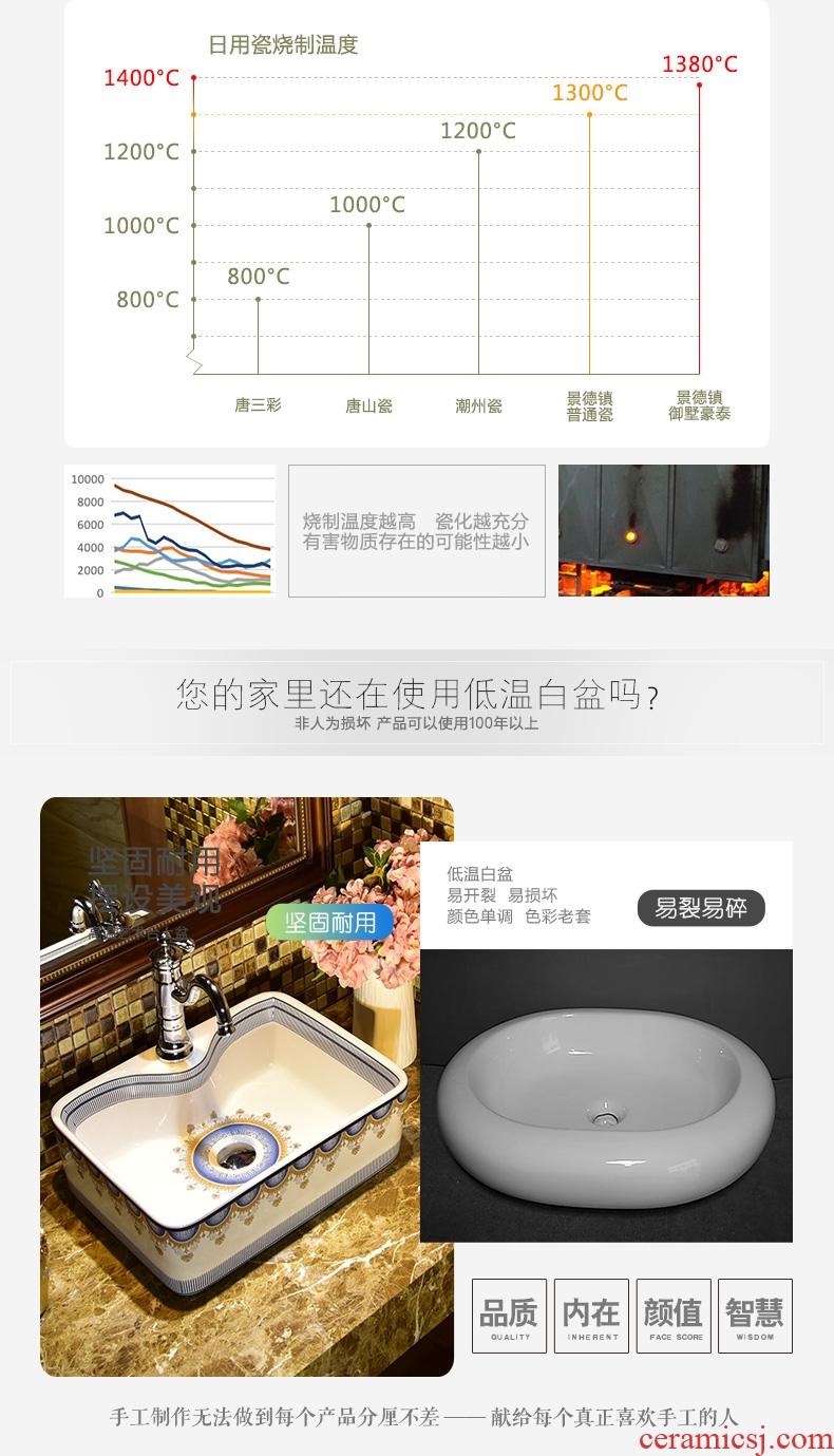 Square ceramic art basin on the lavatory basin bathroom toilet lavabo for wash basin household contracted