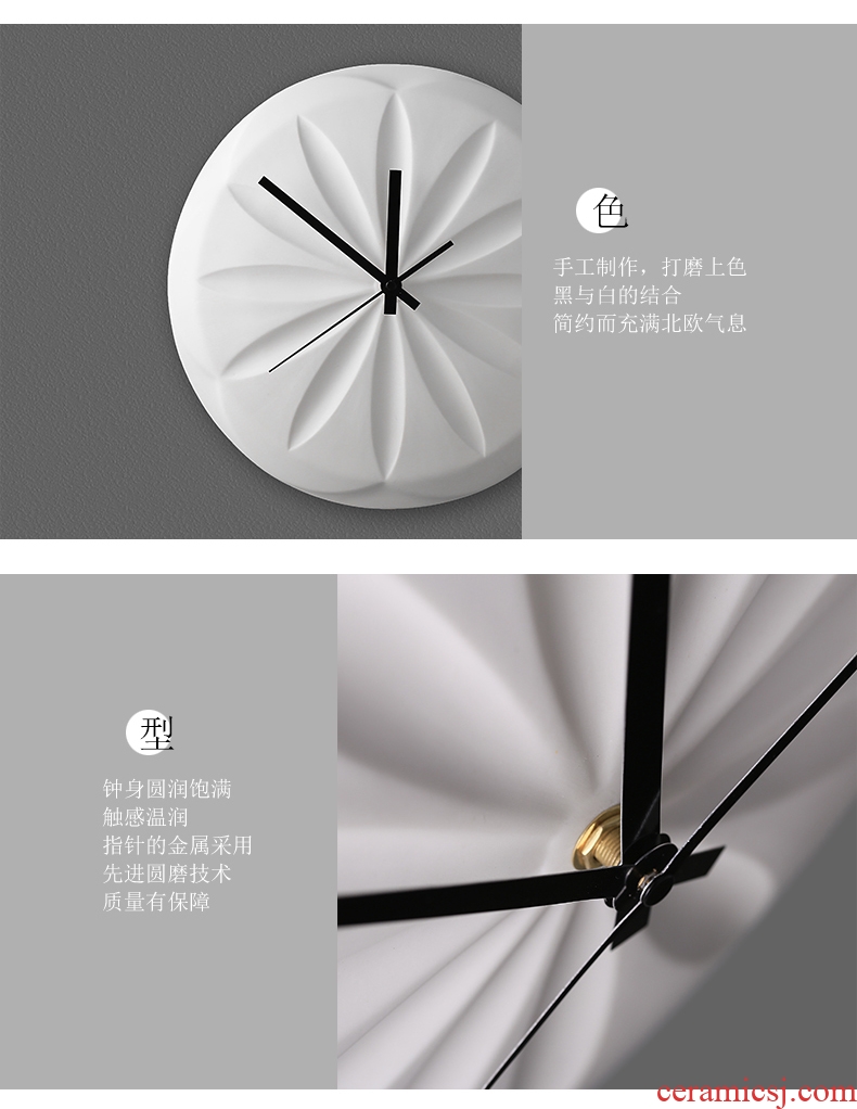 Nordic ceramic wall clock, wall act the role ofing creative sitting room metope adornment bedroom fashion move creative single clock