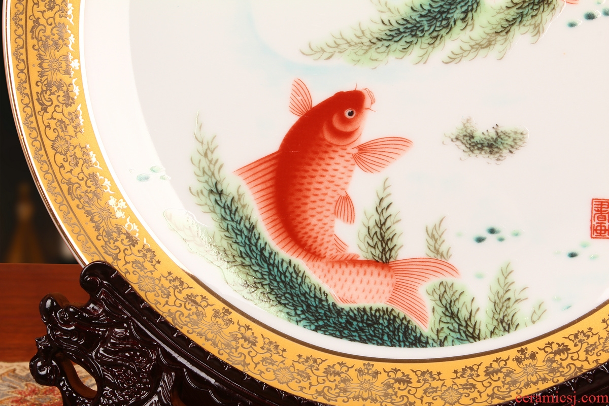 Jingdezhen chinaware paint fish by hang dish plate faceplate modern fashionable sitting room decoration home furnishing articles