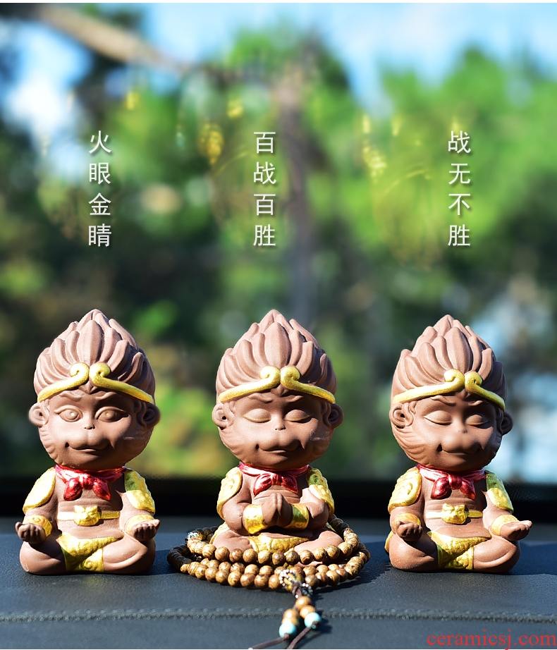 Tao fan back another purple sun wukong was zen tea can be kept monkeys ceramic tea pet furnishing articles, the young monk on - board