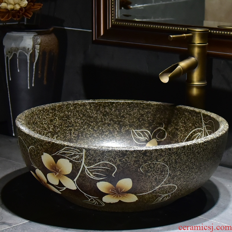 Basin stage Basin of continental Basin round household toilet retro art ceramic lavabo Basin that wash a small family