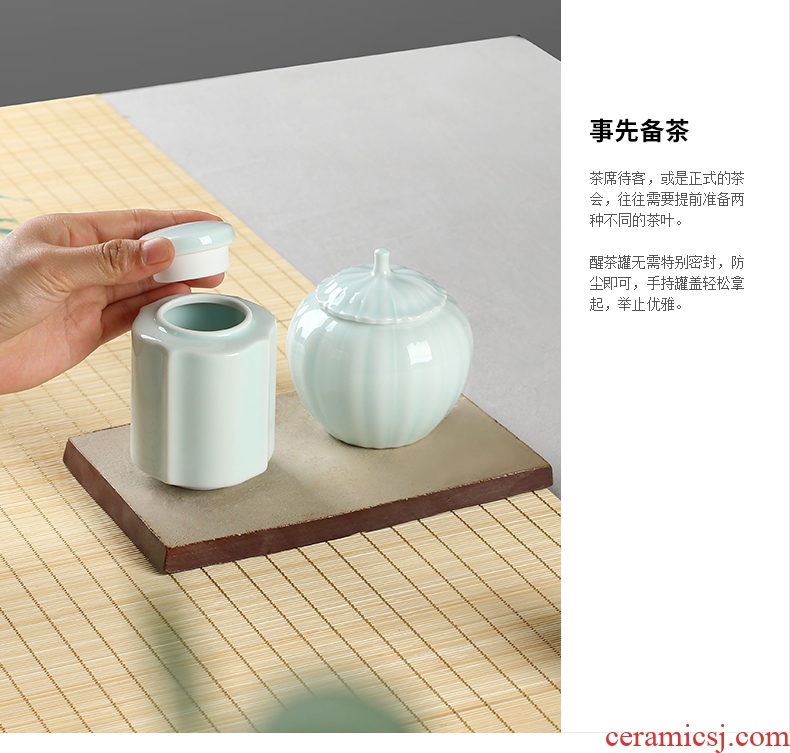 Drinking to celadon caddy fixings ceramic tea boxes travel portable small warehouse celadon mini pu 'er tea POTS