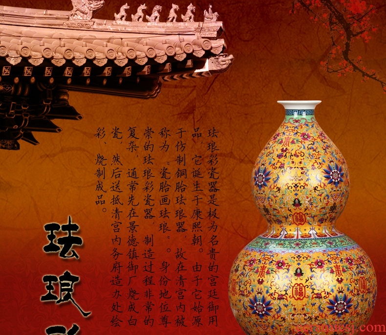 Archaize of jingdezhen ceramics colored enamel porcelain vase local tyrants Jin Fushou Chinese style household ornaments