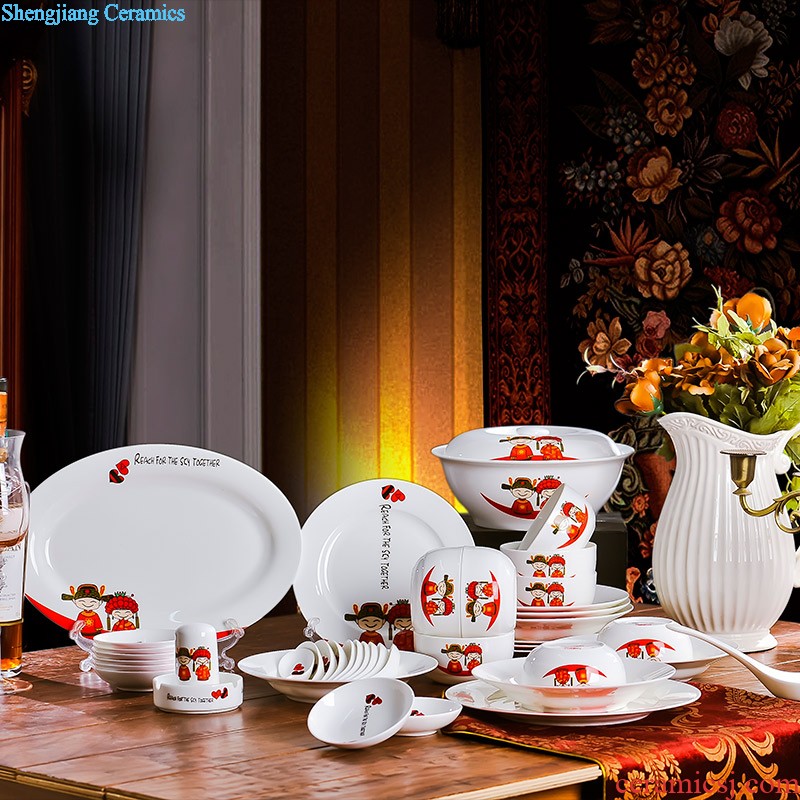 Jingdezhen porcelain tableware FanPan bone plate nine domain Glair microwave special 7.5 inches deep circular plates