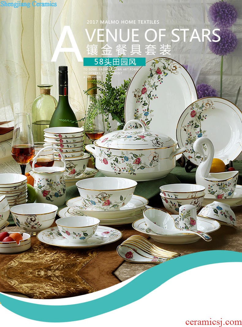 Jingdezhen ceramics from 38/70 head phnom penh high-grade tableware nine domain The western-style bone bowls disc suits