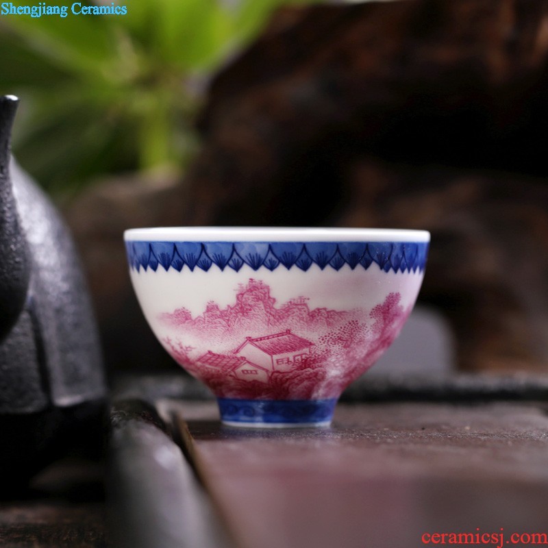 Imitation of the qing yongzheng color bucket cylinder cup chicken Jingdezhen ceramic cup personal antique tea cup tea master kung fu