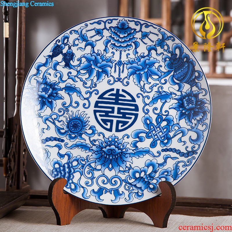 Jingdezhen ceramics furnishing articles household decorations hanging dish sitting room ark auspicious decoration plate of Chinese arts and crafts