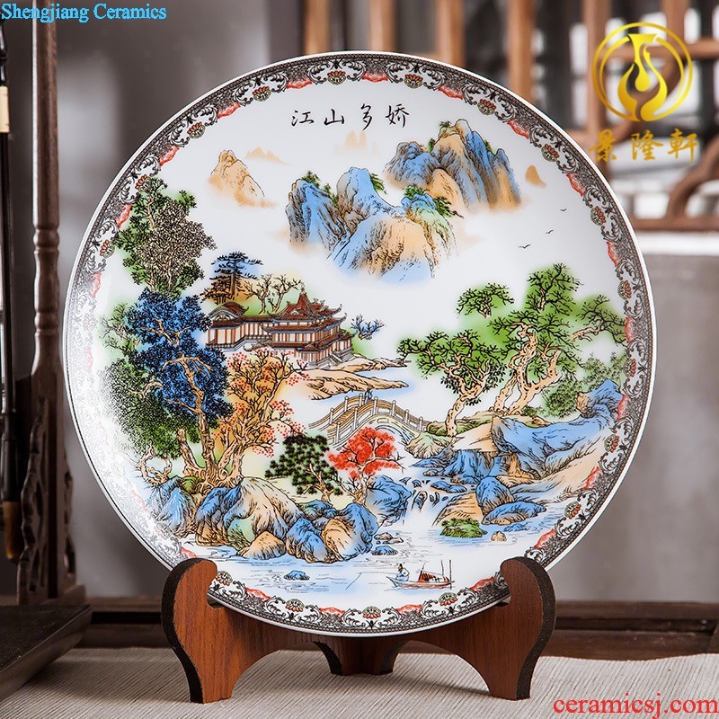 Jingdezhen ceramics furnishing articles household decorations hanging dish sitting room CV 18 Chinese arts and crafts rich decorative plate