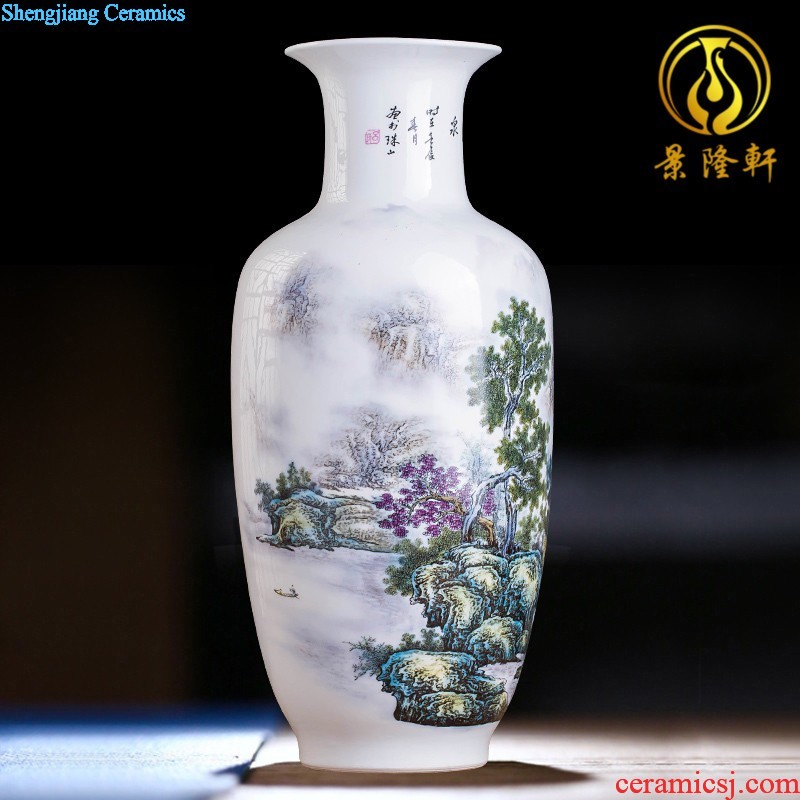 Pottery and porcelain vase chicken and jun kiln red flower arranging, feng shui home sitting room adornment handicraft furnishing articles