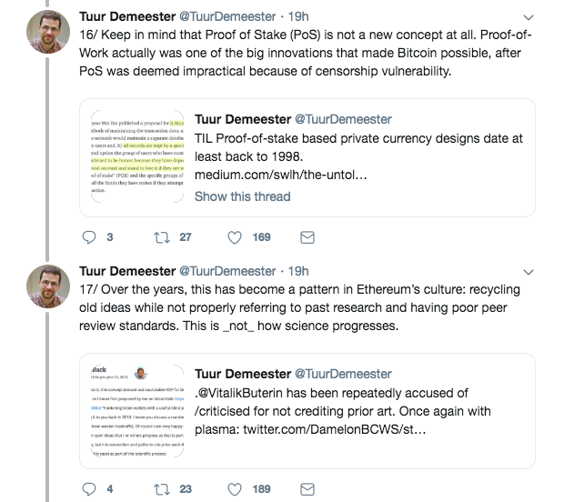 Tuur Demeester's remarks on Ethereum's Proof-of-Stake| Source: Twitter