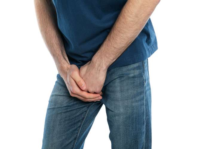 Man suffering from enlarged prostate - Benign Prostatic Hyperplasia (BPH). Urgency to pee, more frequently and suddenly.