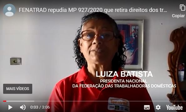 LuizaBatistapresidentaFenatrad_NotadeRepudioMP927Coronavirus