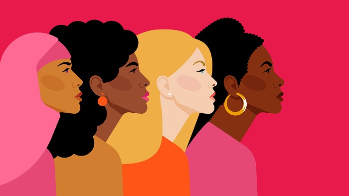 Diverse multi-ethnic women. Different women: African, Asian, Chinese, European, Latin American, Arab. Women different nationalities and cultures. The struggle for rights, independence, equality, diversity.