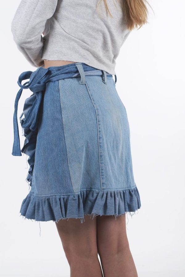 Vintage upcycled denim skirt