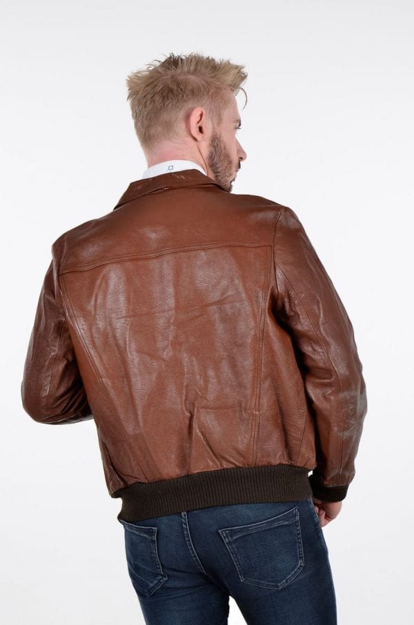 Vintage brown leather bomber jacket