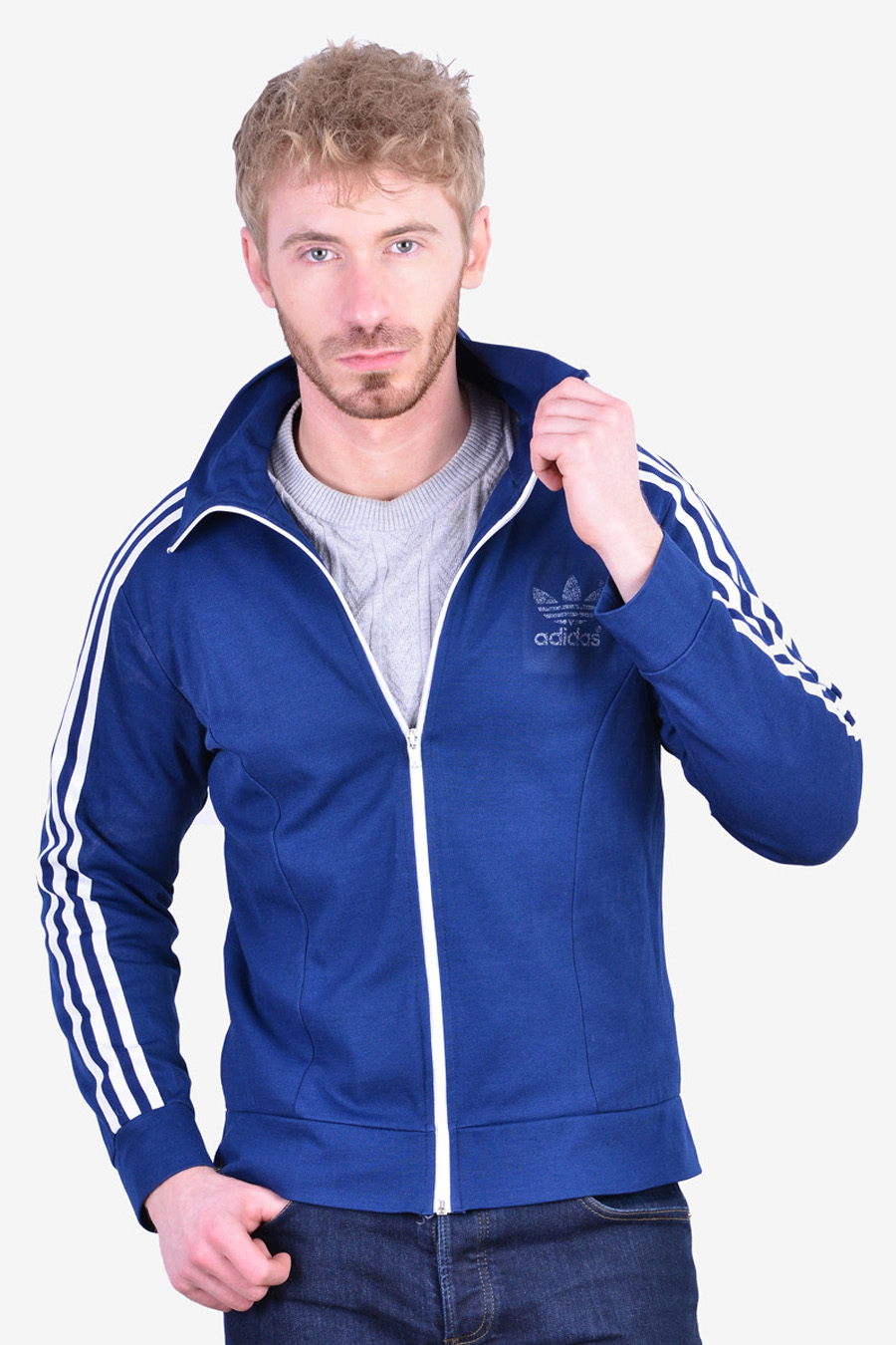 Vintage 1970's Adidas Europa Navy Blue Track Top | Size S