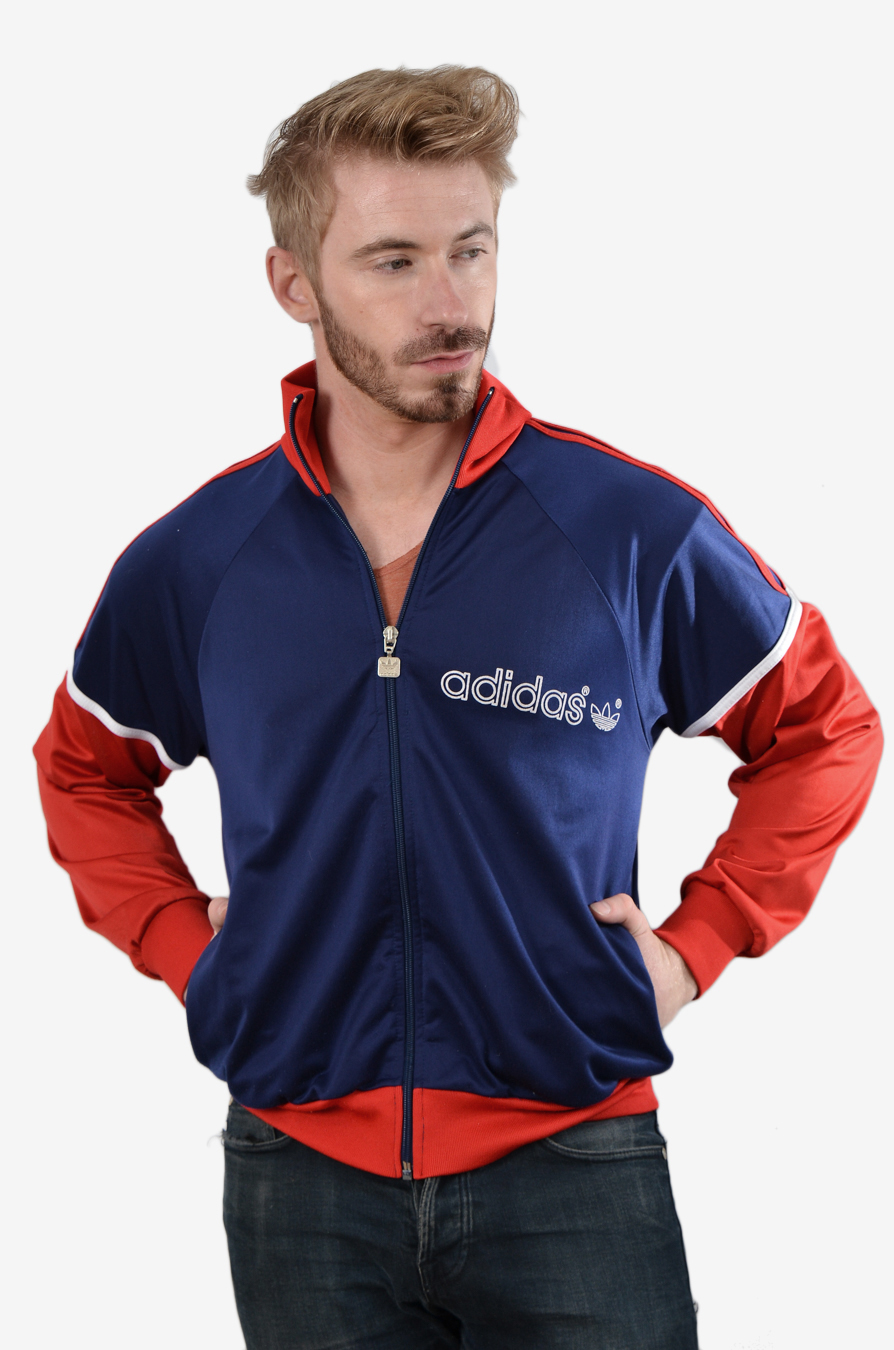 blue and red adidas tracksuit