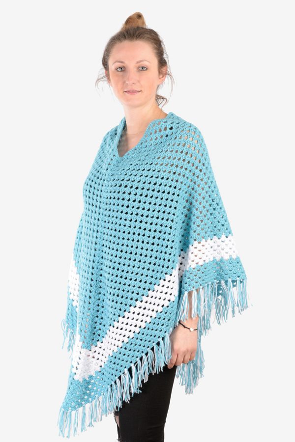 Vintage hand knitted crochet poncho