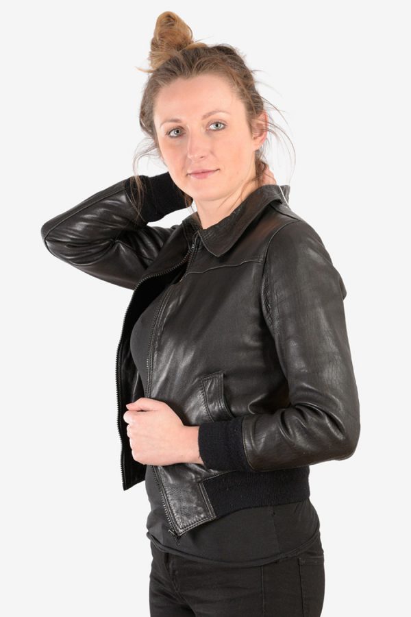 Vintage women's leather bomber jacket