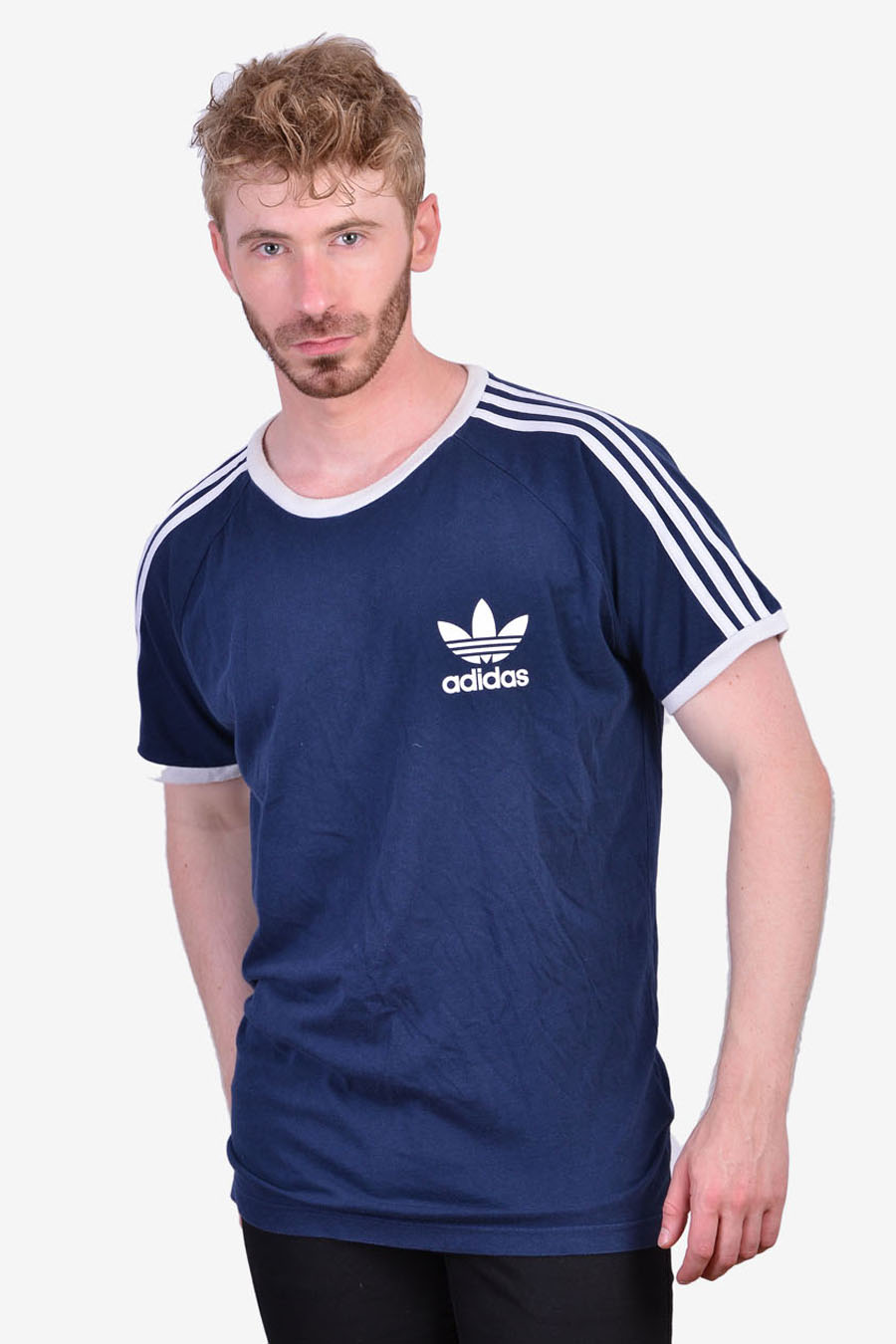 Vintage Adidas Blue Ringer T Shirt | Size M