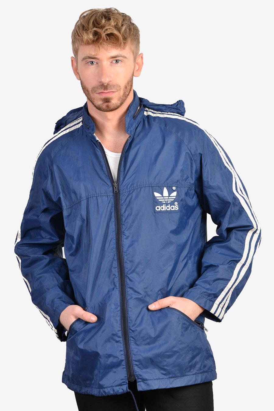adidas blue windbreaker jacket