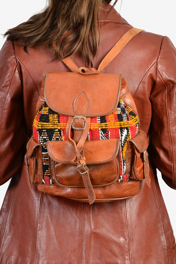 Vintage leather Aztec rucksack