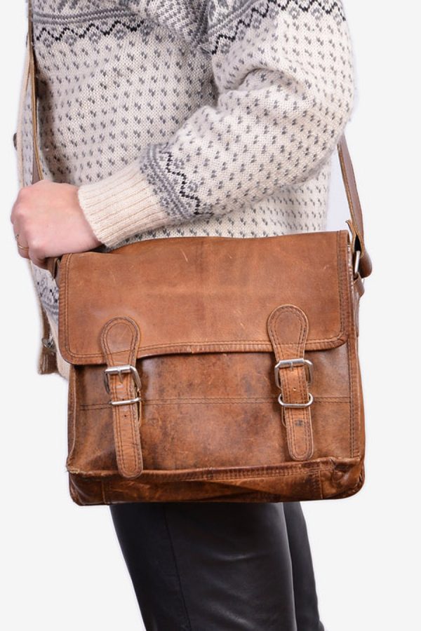 Vintage Scaramanga leather satchel bag
