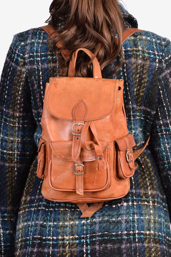 Vintage brown leather rucksack