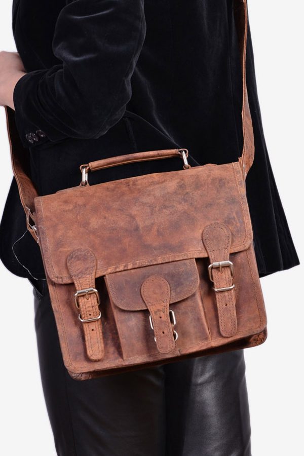 Vintage Scaramanga leather satchel bag