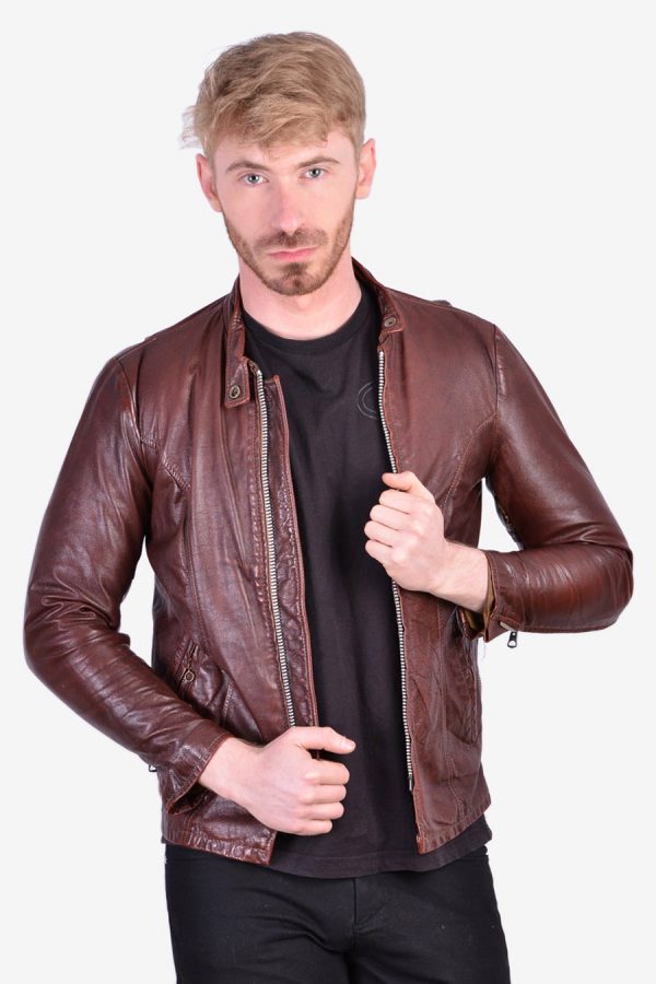 Men's 1970's leather motorcycle jacket