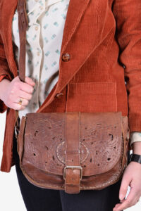 Vintage leather tooled shoulder bag