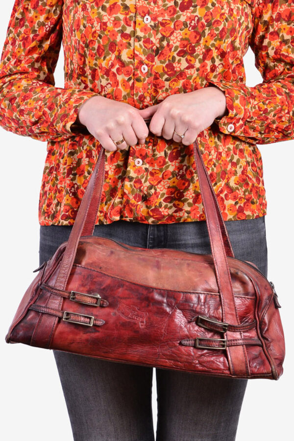 Vintage red leather handbag