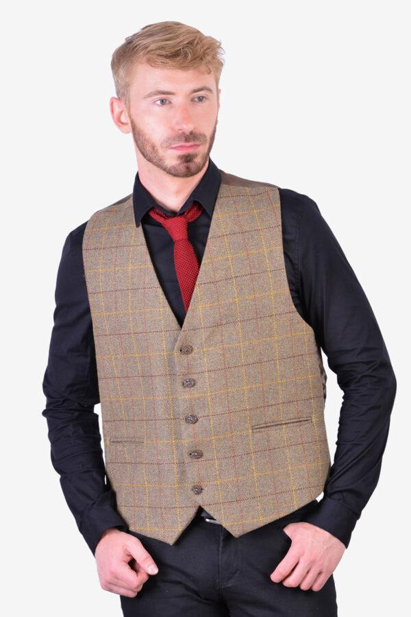 Vintage check tweed waistcoat