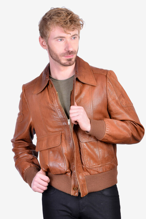 Vintage men's leather bomber jacket