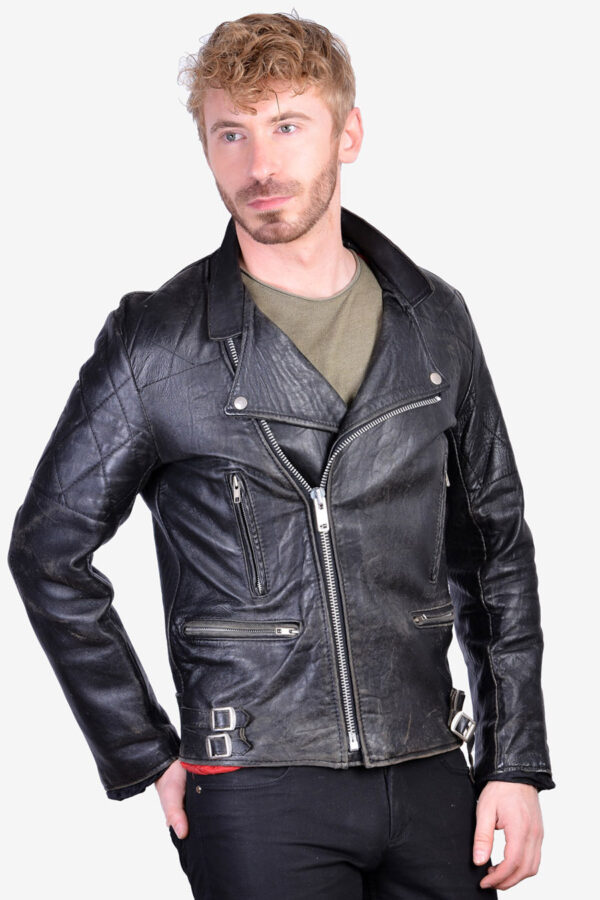 Vintage 1970s Leather Biker Jacket Size Xs Brick Vintage 