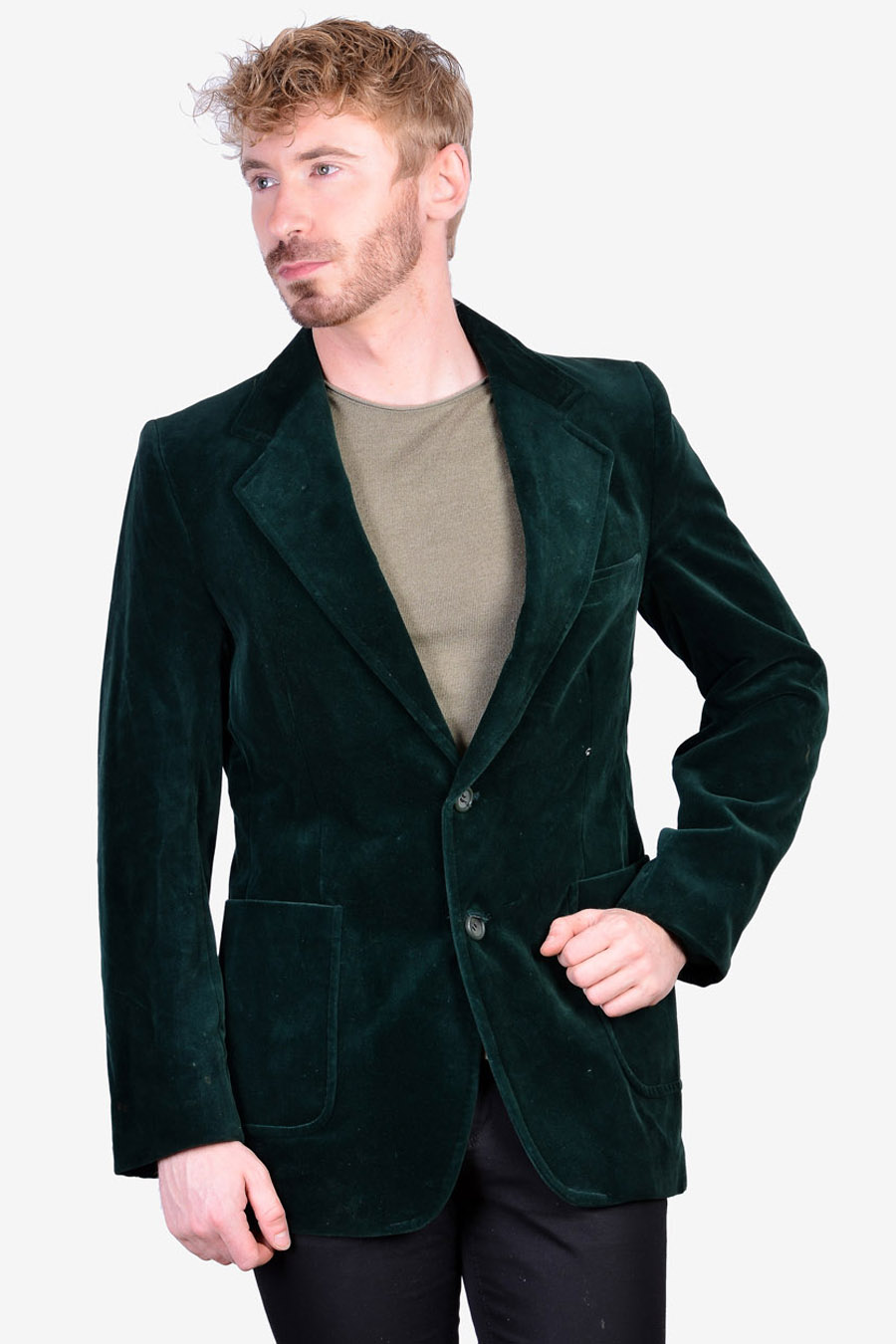 Vintage Men's Green Velvet Jacket | Size 38 S - Brick Vintage