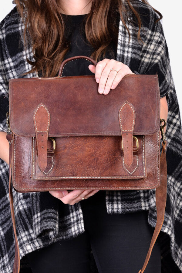 Vintage brown leather satchel