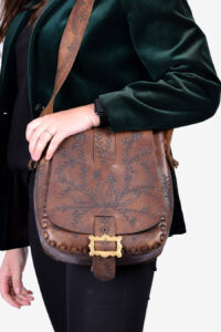 Vintage floral tooled leather shoulder bag