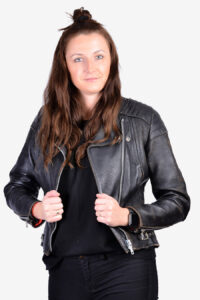 Women's vintage leather biker jacket