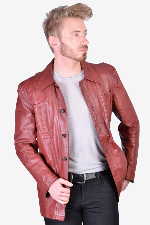 Vintage leather safari jacket