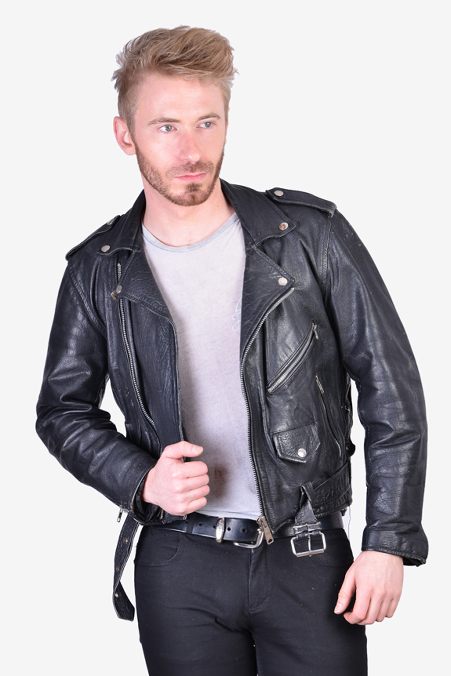 Vintage Leather Biker Jacket Size Xs Brick Vintage