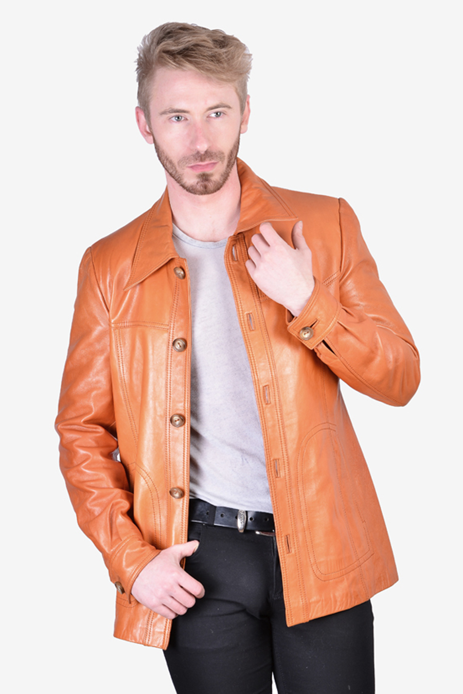 leather safari jacket